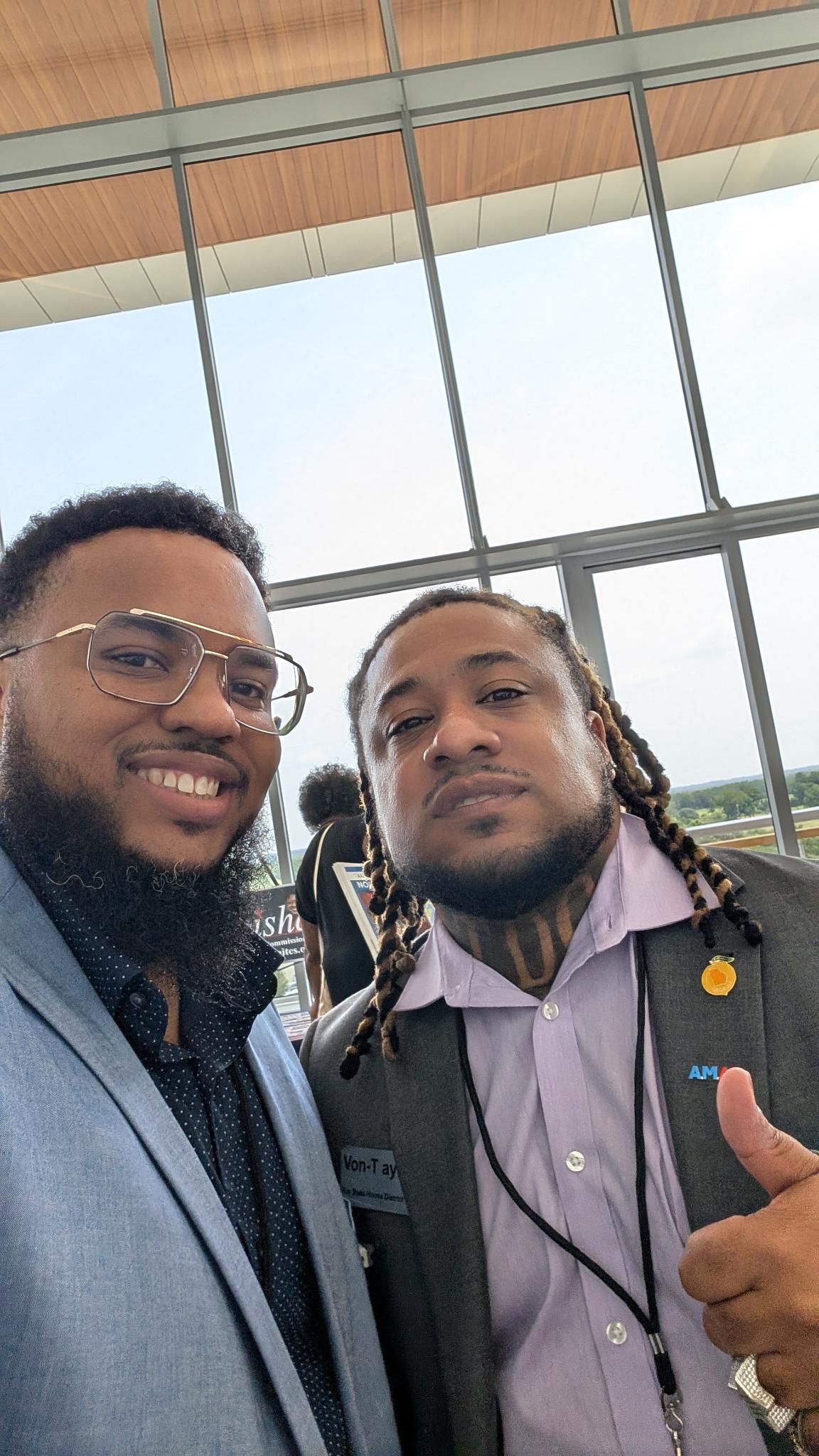 Micah King with a fellow convention attendee